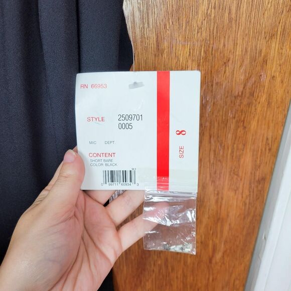 Vintage 90s Black Beaded Trim Open Back Halter Sheath Dress - Picture 5 of 7